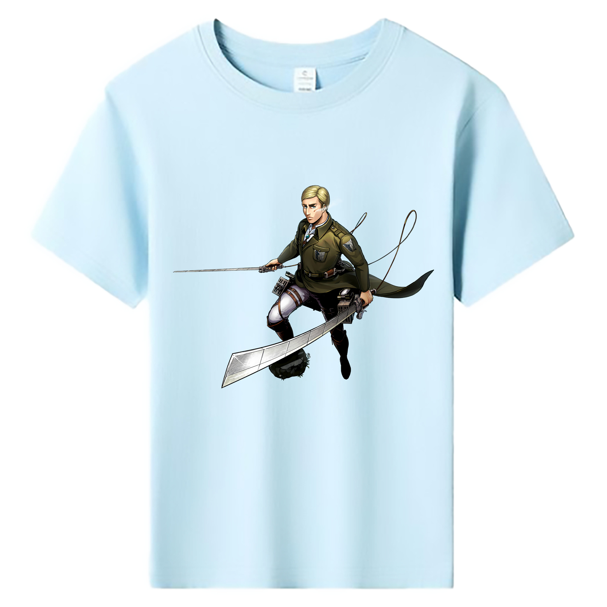 （画像用） 進撃の巨人 エルヴィン・スミス Attack on Titan Erwin Smith 綿100％キッズTシャツ（フロントプリント）